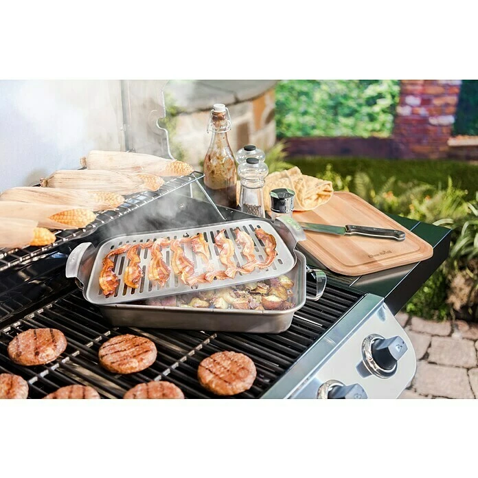 BAUHAUS Char-Broil Grillpfanne Grill+ Edelstahl, L X B X H: 42 X 22 X 4 Cm 4 BAUHAUS Char-Broil Grillpfanne Grill+ Edelstahl, L X B X H: 42 X 22 X 4 Cm – Bild 2