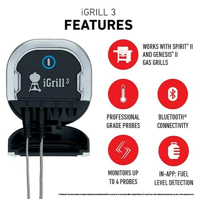 BAUHAUS Weber Grill-Thermometer IGrill 3 Messbereich: -30 - 300, Bluetooth, 2 Messfühler 5 BAUHAUS Weber Grill-Thermometer IGrill 3 Messbereich: -30 - 300, Bluetooth, 2 Messfühler – Bild 3
