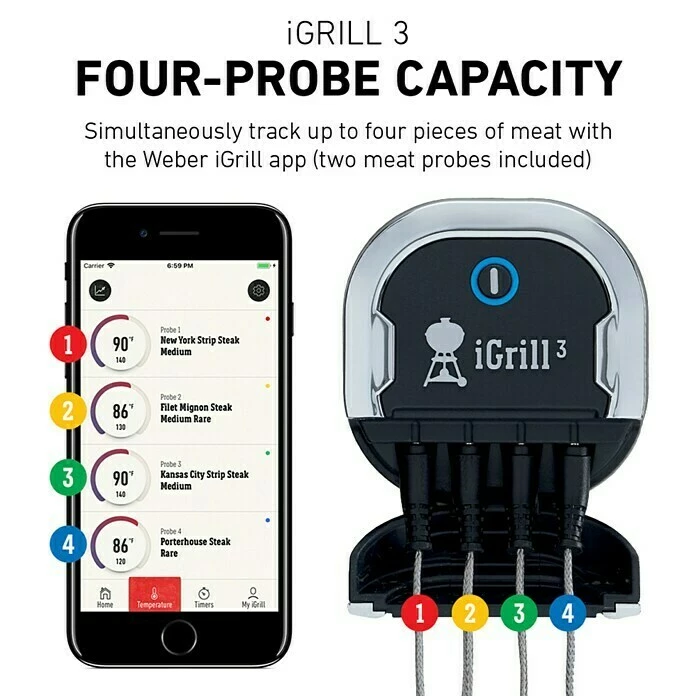 BAUHAUS Weber Grill-Thermometer IGrill 3 Messbereich: -30 - 300, Bluetooth, 2 Messfühler 7 BAUHAUS Weber Grill-Thermometer IGrill 3 Messbereich: -30 - 300, Bluetooth, 2 Messfühler – Bild 5